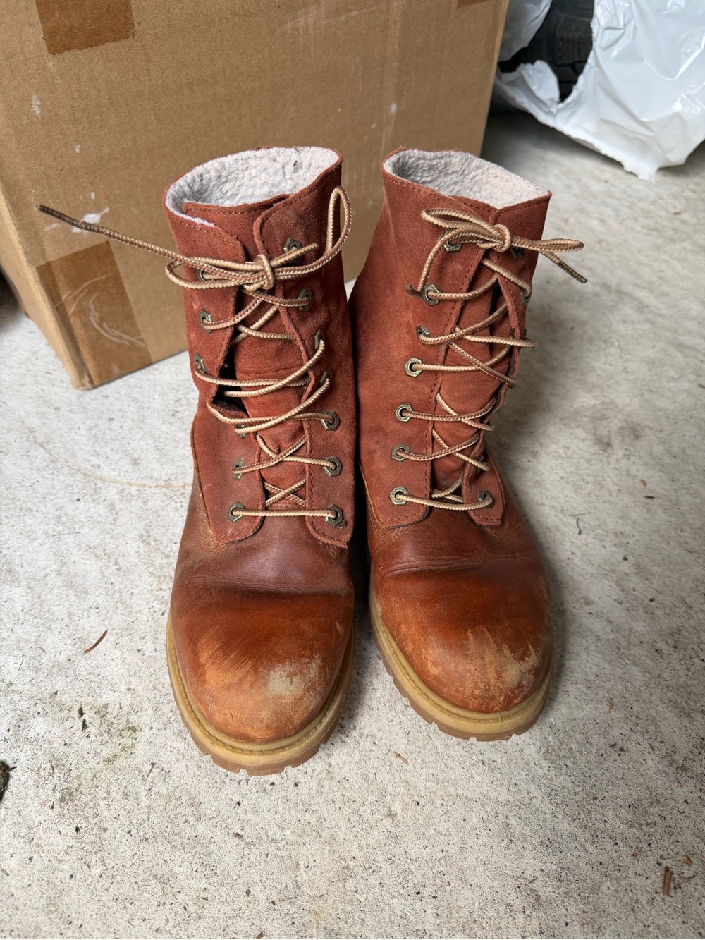 Timberland Rustic Brown Leather Lace-Up Moto Boots